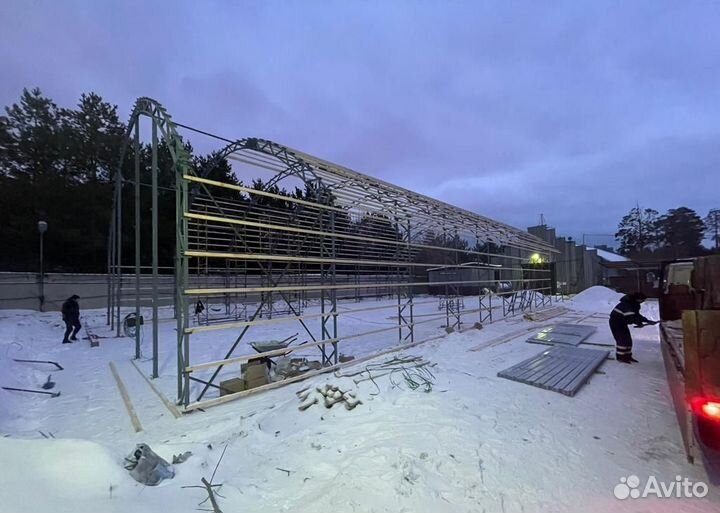 Каркас прямостенного ангара под склад, сто, цех