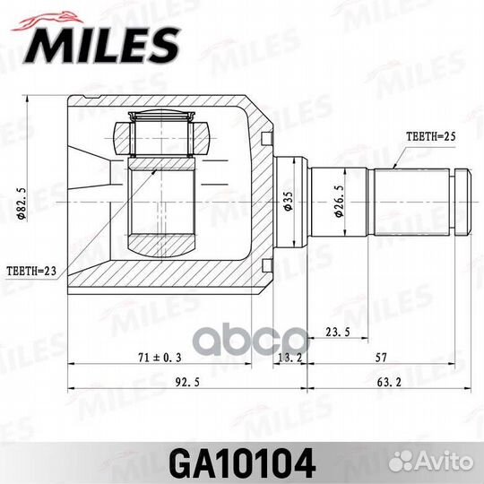 GA10104 miles ШРУС внутренний GA10104 Miles