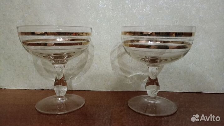 Шампанки СССР Креманки СССР Стекло Позолота Винтаж
