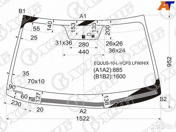 Лобовое стекло на Hyundai Eguus 09-16г