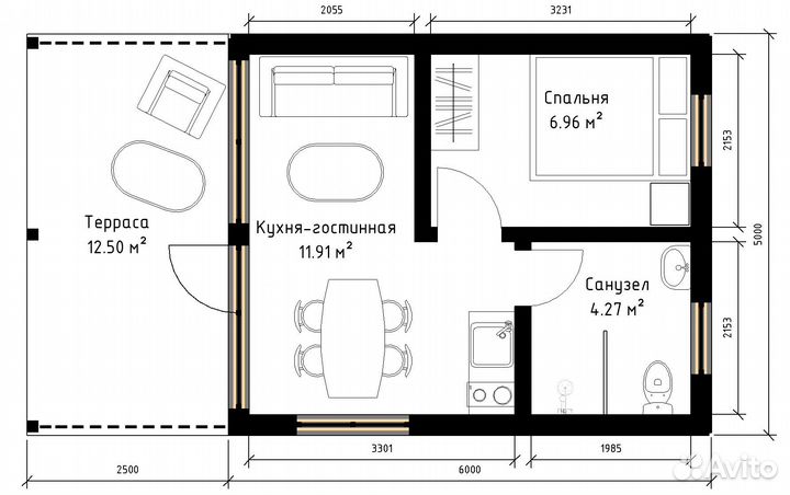 Каркасный дом 30 м² под ключ