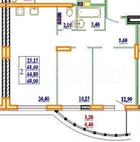 2-к. квартира, 68 м², 3/11 эт.