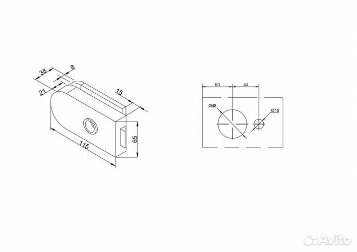 Замок для стеклянной двери гладкий
