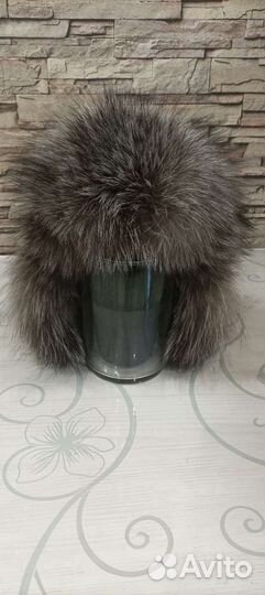 Шапка женская кожаная натуральный мех