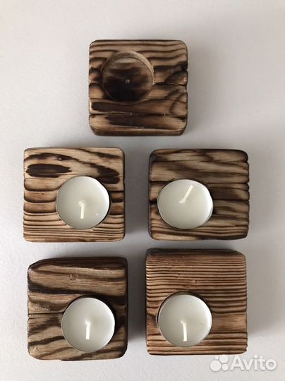 Подсвечник деревянный лофт