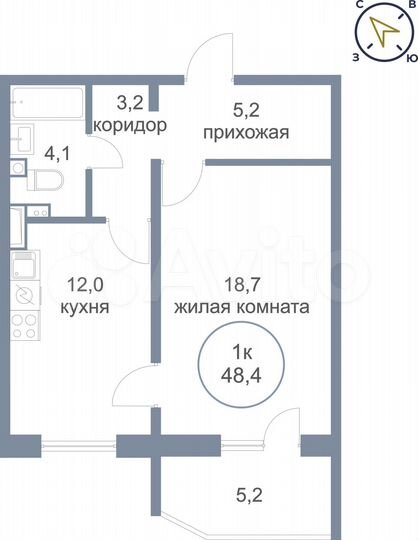 1-к. квартира, 48,4 м², 17/17 эт.