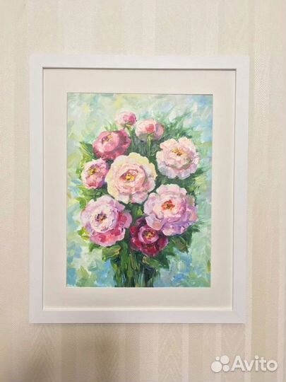 Большая Картина маслом «Пионы»