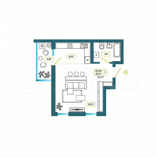 Квартира-студия, 32,5 м², 4/10 эт.