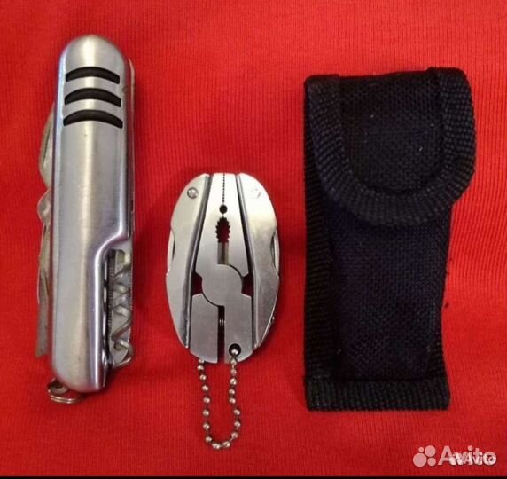 Мультитулы,фляга,пила,очки,футболка-камуфляж