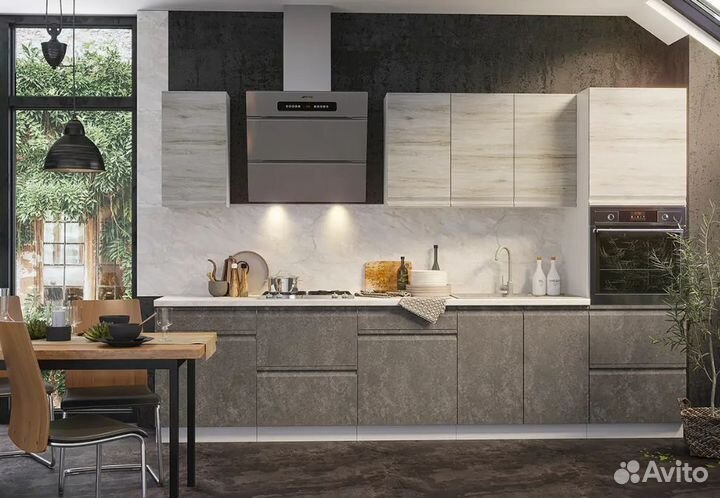 Кухонный гарнитур новый прямой Бруклин бетон