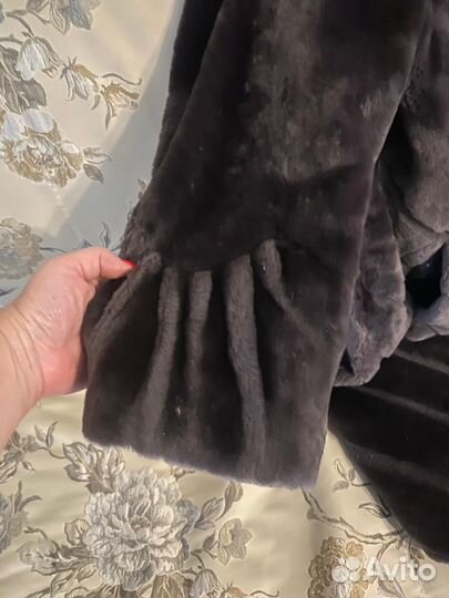 Шуба мутон серая б/у