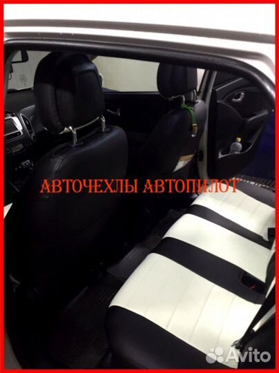 Чехлы Автопилот Hyundai i40 из экокожи чёрно-белые