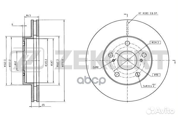 Диск торм. перед. Toyota Previa (R10 R20) 90