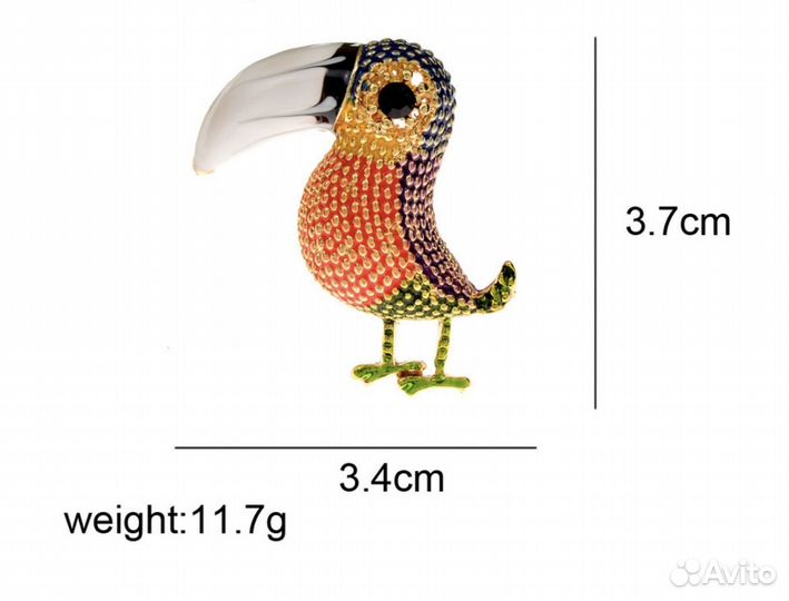 Брошь Попугай Ара