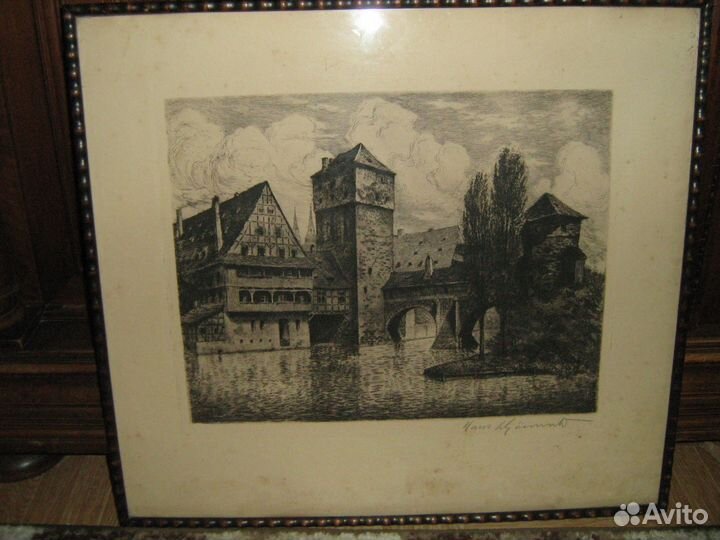 Литография старинная оригинал