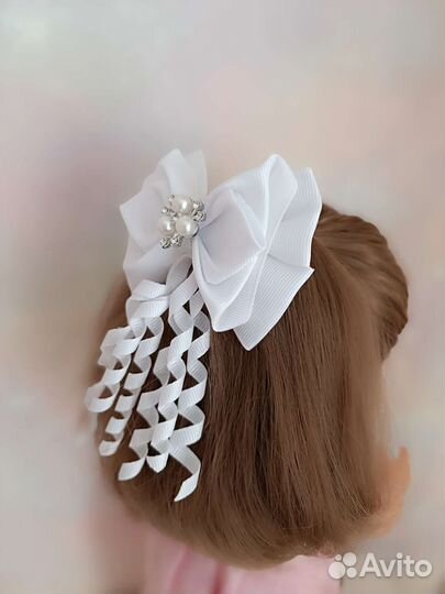 Банты для волос белые в школу