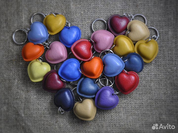 Брелок Сердечко из натур. кожи для ключей и сумки