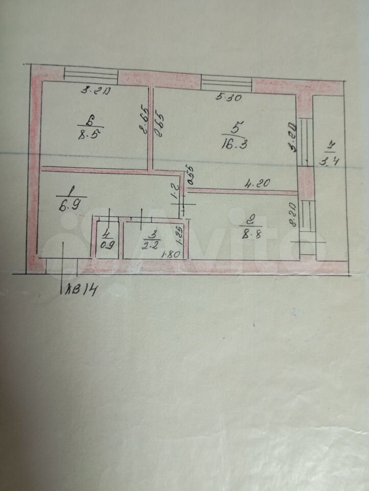 2-к. квартира, 43,6 м², 1/2 эт.