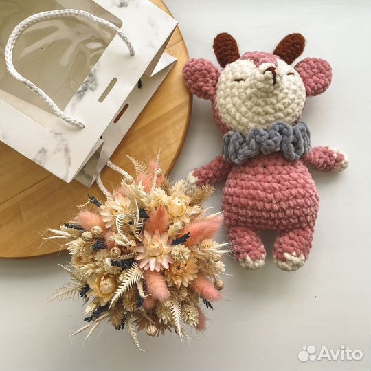 Подарочный набор игрушка + Сухоцветы