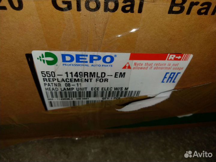 Фара основная правая Peugeot Partner\Partner Tepee