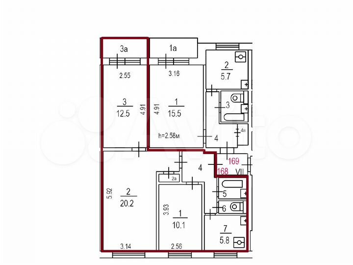 Аукцион: 3-к. квартира, 58,2 м², 7/12 эт.