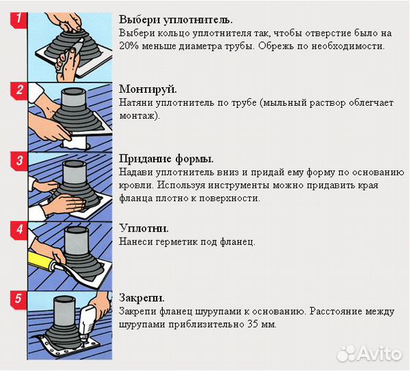 Проходка кровли № 5 силикон 102-178 мм