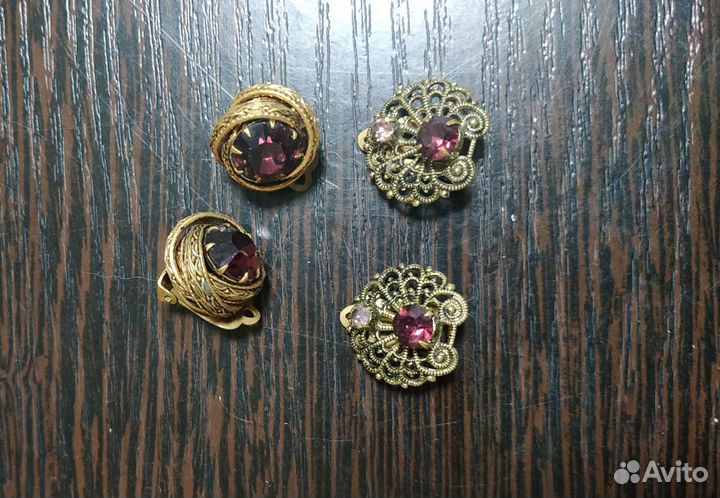 Клипсы с камнем Винтаж СССР