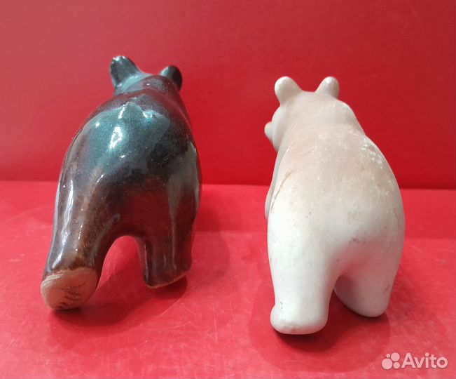 Фарфоровый и керамический медведи. СССР. 1950-е