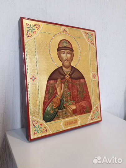 Писаная икона св.Олега Брянского с позолотой