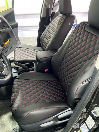 Чехлы Байрон Hundai Solaris10-16 красный ромб