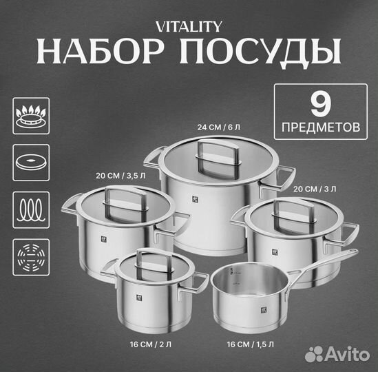 Набор кастрюль 5 предметов Flow Zwilling