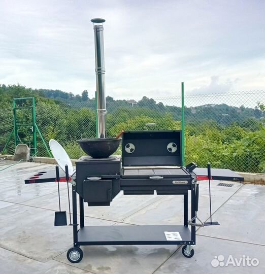 Мангал гриль барбекю коптильня печь комплекс
