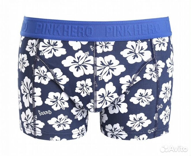Боксеры мужские Pink Hero синие цветочный принт