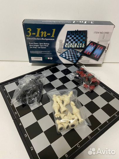 Шахматы шашки нарды 3в1