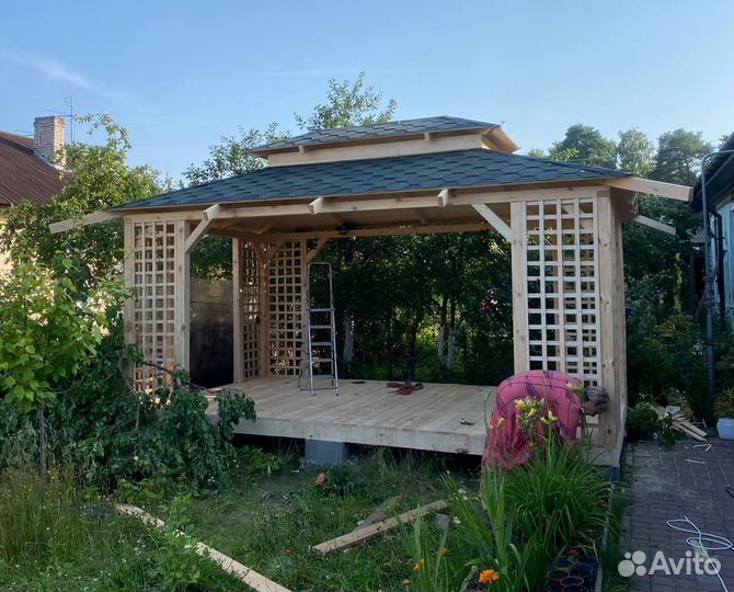 Беседка из сосны. Доставка