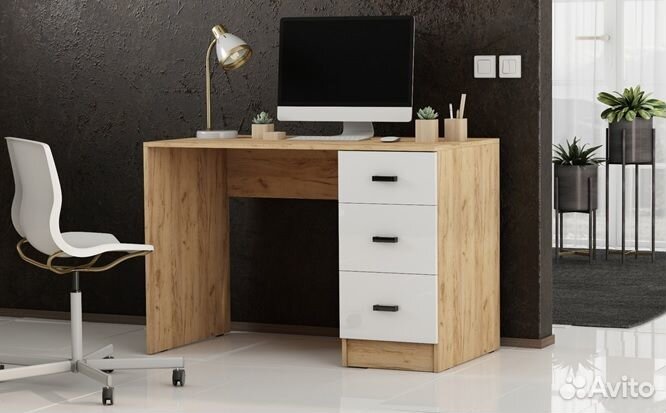 Стол письменный Стандарт Эра дуб вотан, белый глян