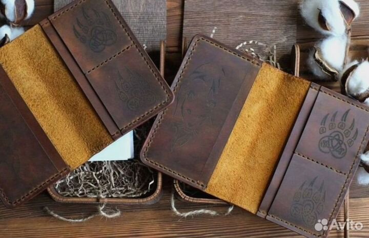 Обложка на паспорт натуральная кожа, подарок врачу