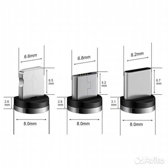 Магнитный кабель micro, type c, iPhone
