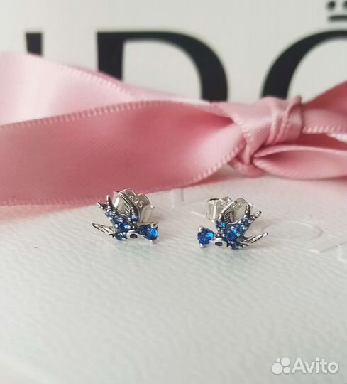Серьги Pandora мерцающие ласточки