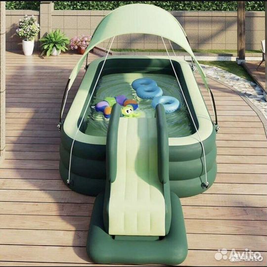 Детский надувной бассейн с горкой
