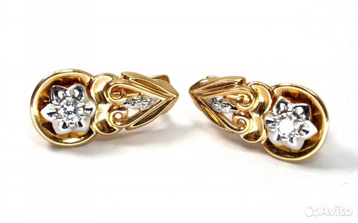 Золотые серьги с бриллиантами