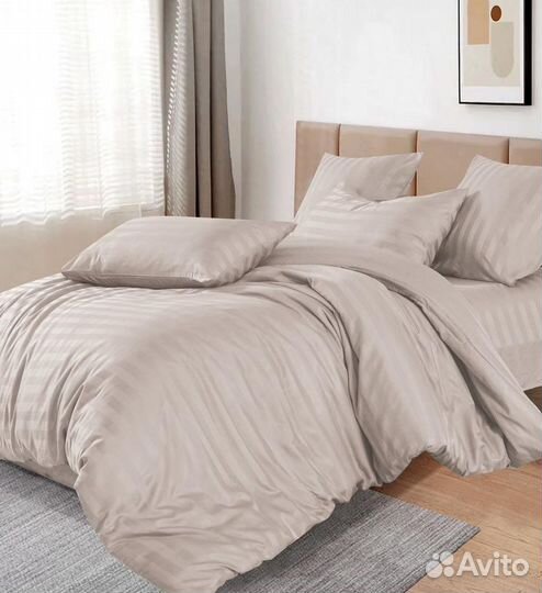 Постельное страйп-сатин на резинке