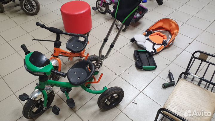 Ремонт детского трех колесного ведосипеда,запчасти