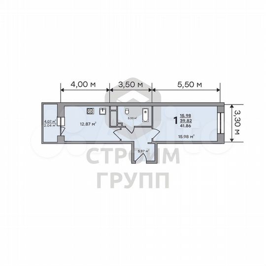 1-к. квартира, 41,9 м², 14/19 эт.