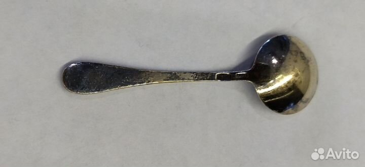 Ложечка для соли серебро 875 С позолотой, эмаль, С