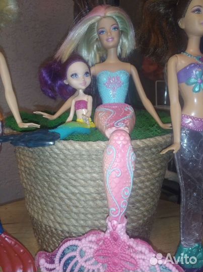 Куклы Барби русалочки, лошадка беби борн