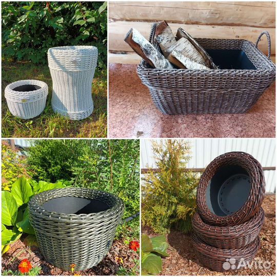 Набор кашпо (Корзина из ротанга)