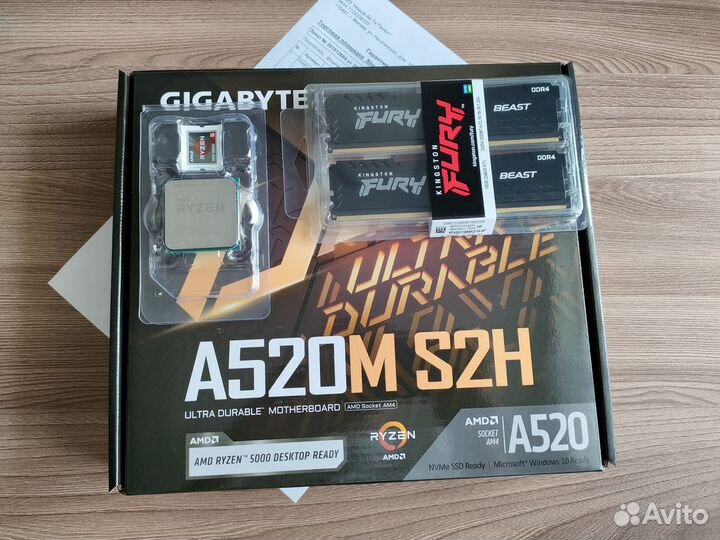 Комплект Ryzen 5 5500/a520m s2h/16gb новый