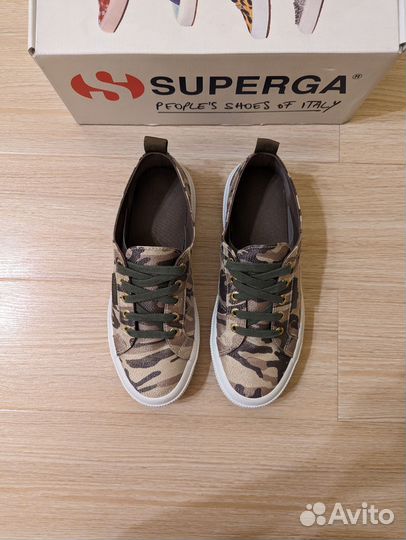 Кеды Superga Lamecamow Sneakers in Gold Camouflage