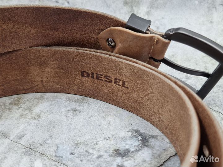 Ремень кожаный Diesel бежевый